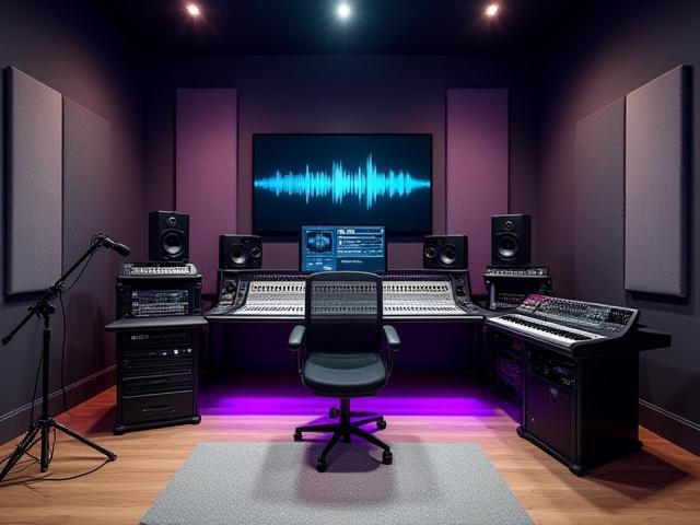 Nebula Path 스튜디오 내부 - 현대적이고 깨끗한 디자인의 오디오 프로덕션 공간